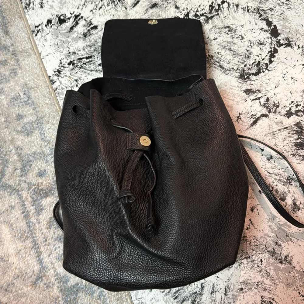 Michael Kors Junie Flap Black Leather‎ Backpack
